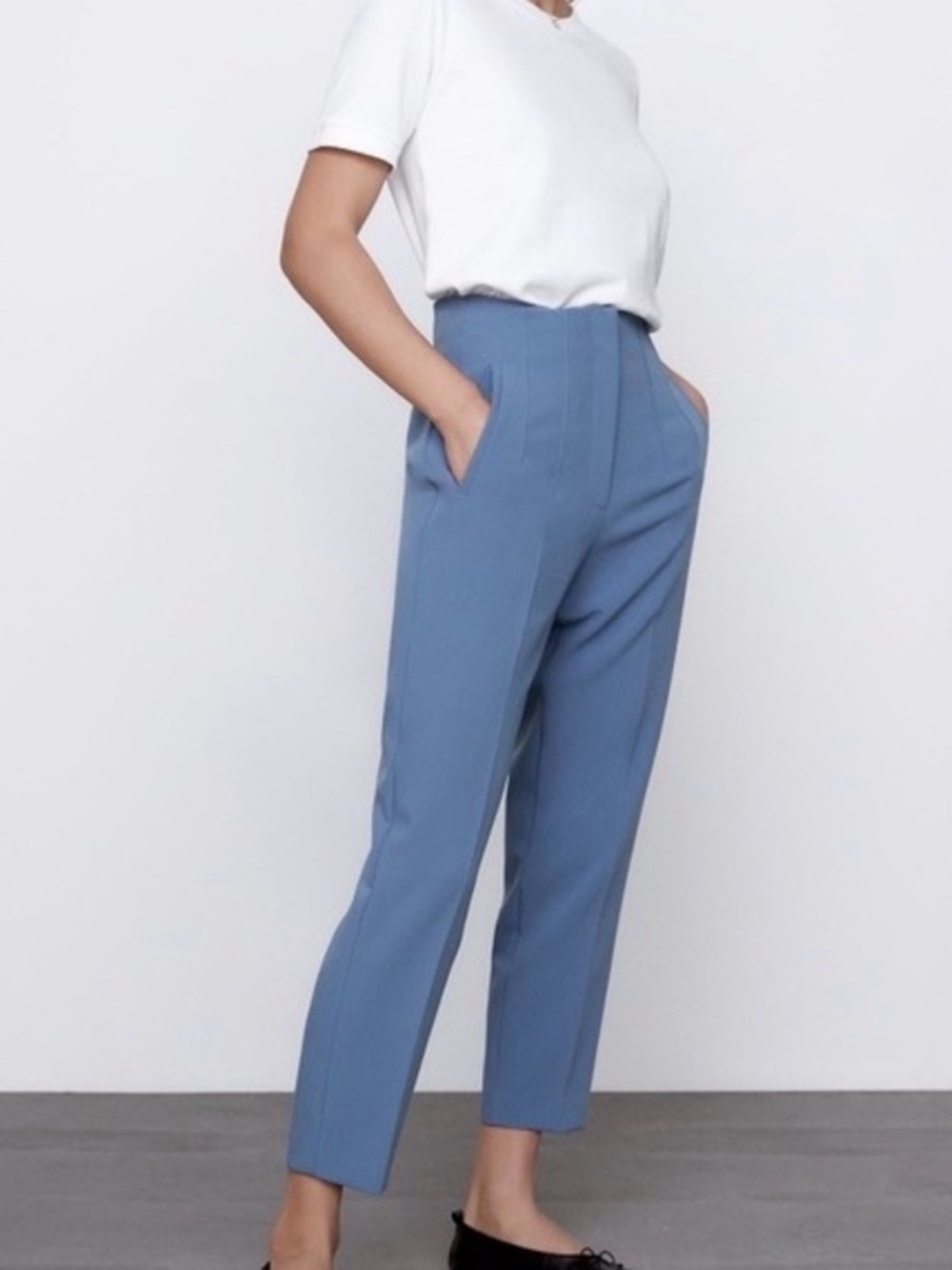Zara Tailored High-Waist Pants in Blue